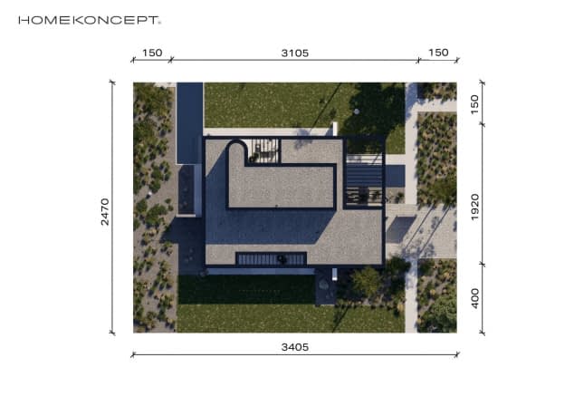 Rzut projektu HOMEKONCEPT 112 G2 wariant 04 - Usytuowanie na działce