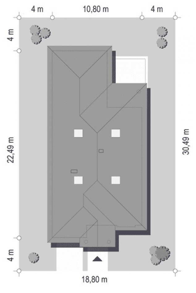 Rzut projektu Dom na Parkowej 7 A - sytuacja