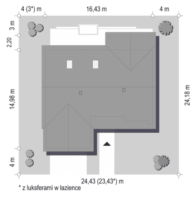 Rzut projektu Parterowy 3 wariant B - sytuacja
