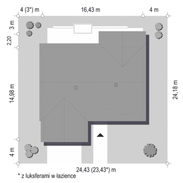 Rzut projektu Parterowy 4 wariant C - sytuacja