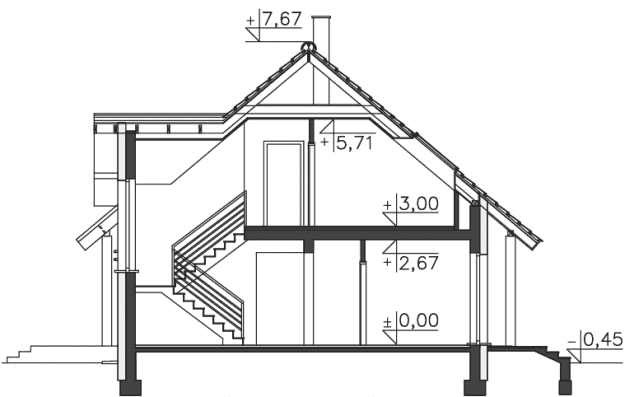 Rzut projektu Aston (DCP205) - Przekrój