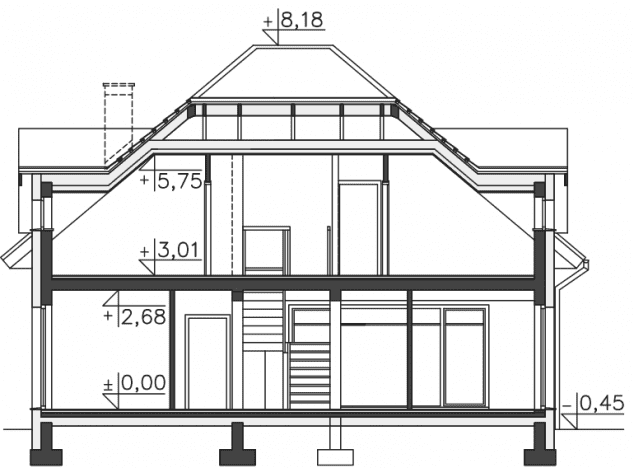 Rzut projektu Avalon IV (DCP206c) - Przekrój