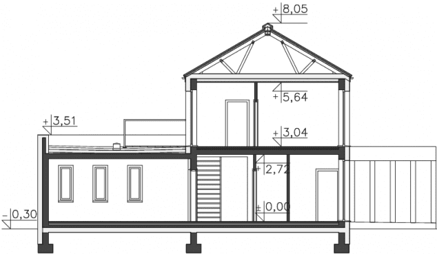 Rzut projektu Dax (DCP365) - Przekrój