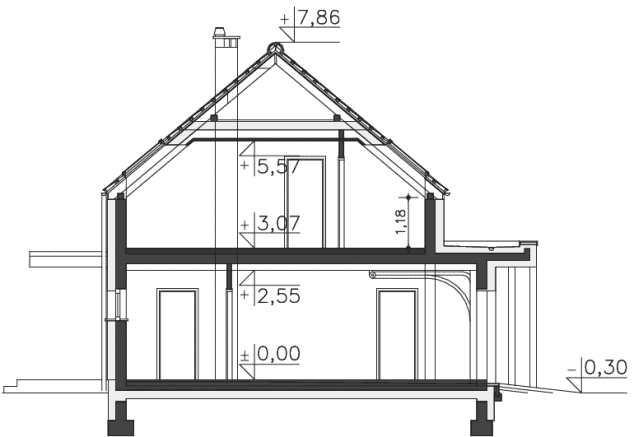 Rzut projektu Newcastle III (DCP364b) - Przekrój