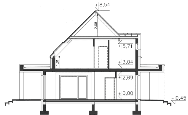 Rzut projektu Rejkiawik II (DCP403a) - Przekrój