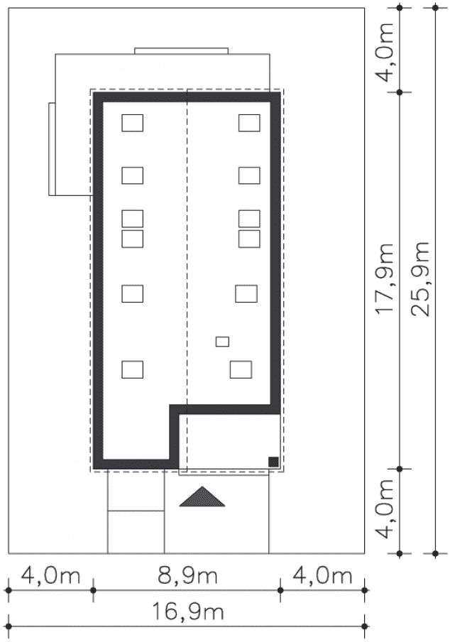 Rzut projektu Trogir (DCP406) - Usytuowanie na działce