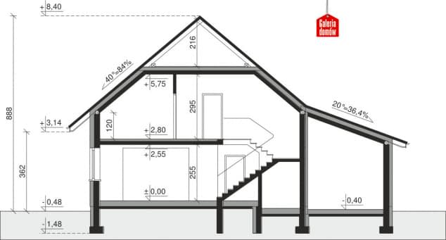 Rzut projektu Dom przy Oliwkowej 5 NH - Przekrój