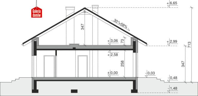 Rzut projektu Dom przy Bukowej 30 - Przekrój