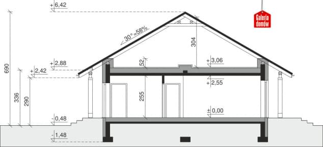 Rzut projektu Dom przy Bukowej 32 - Przekrój