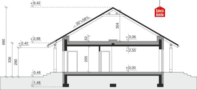 Rzut projektu Dom przy Bukowej 34 - Przekrój
