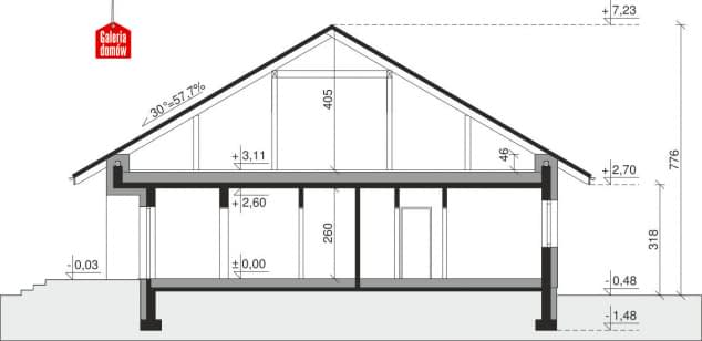 Rzut projektu Dom przy Bukowej 37 - Przekrój