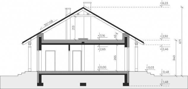 Rzut projektu Dom przy Bukowej 51 - Przekrój