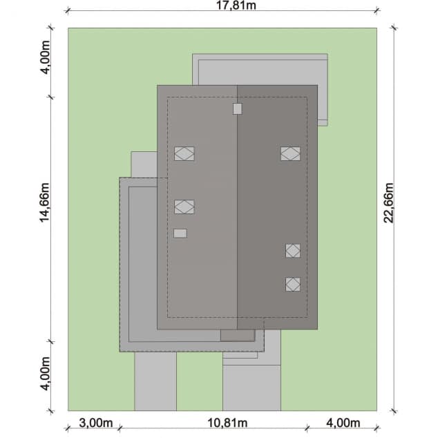 Rzut projektu Ines PS - Plan i przekrój (wersja podstawowa)