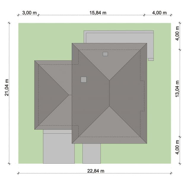 Rzut projektu Domena 310 B - Plan i przekrój (wersja podstawowa)