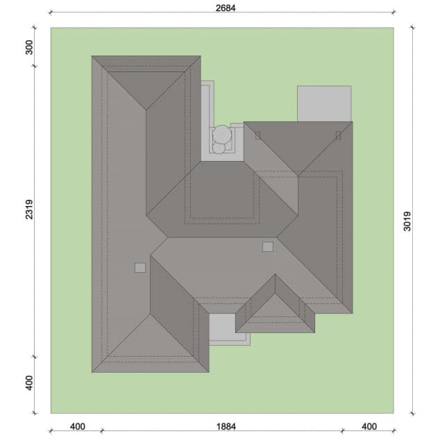 Rzut projektu Domena 113 B - Plan i przekrój (wersja podstawowa)