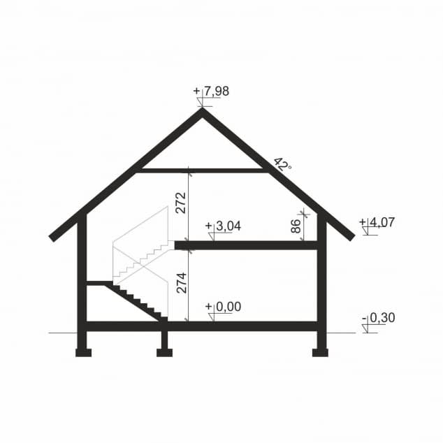Rzut projektu Domena 122 - Plan i przekrój (wersja podstawowa)