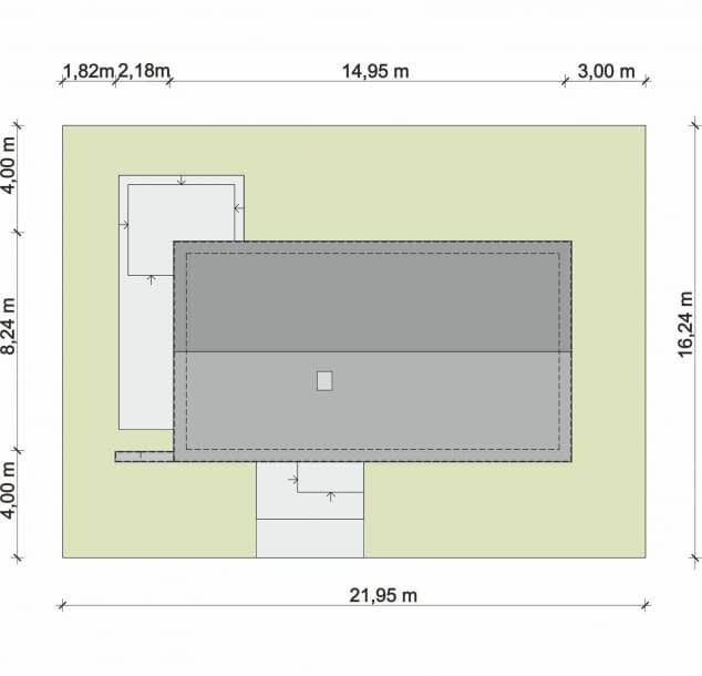 Rzut projektu Domena 151 C - Plan i przekrój (wersja podstawowa)