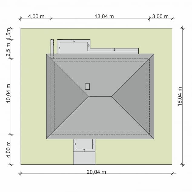 Rzut projektu Domena 150 C1 - Plan i przekrój (wersja podstawowa)