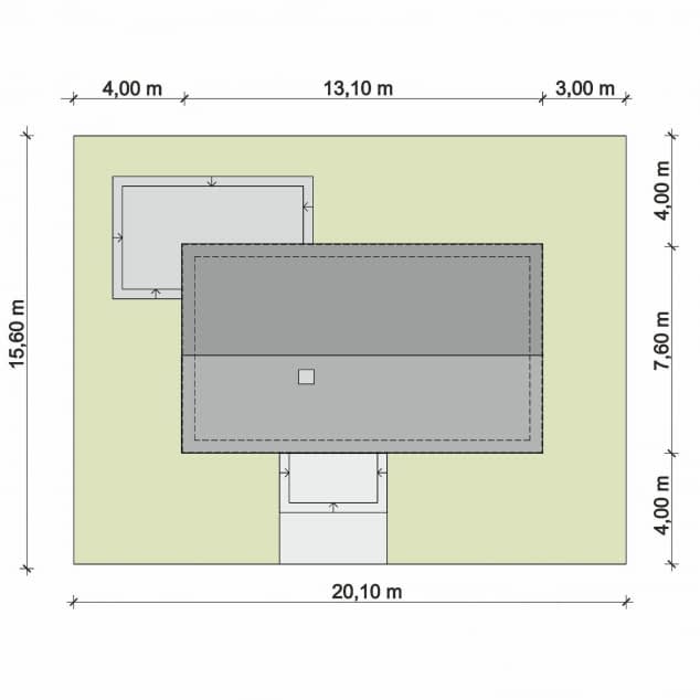 Rzut projektu DOMENA 153 C1 - Plan i przekrój (wersja podstawowa)