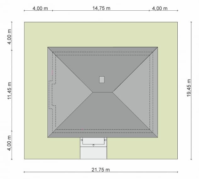 Rzut projektu Domena 154 C - Plan i przekrój (wersja podstawowa)