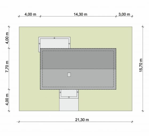 Rzut projektu DOMENA 152 C1 - Plan i przekrój (wersja podstawowa)