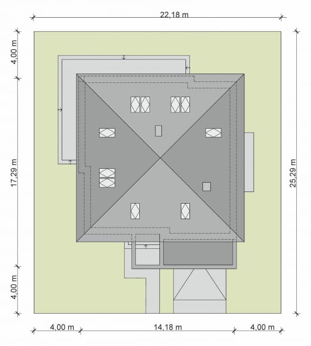 Rzut projektu Domena 204 B - Plan i przekrój (wersja podstawowa)