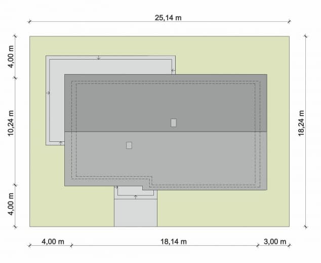 Rzut projektu Domena 142 C - Plan i przekrój (wersja podstawowa)