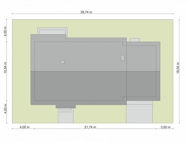 Rzut projektu Domena 103 B-T - Plan i przekrój (wersja podstawowa)