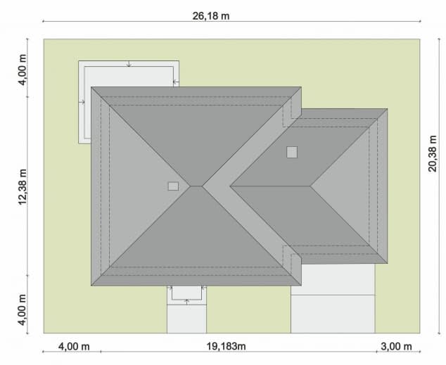 Rzut projektu Domena 112 B1 - Plan i przekrój (wersja podstawowa)
