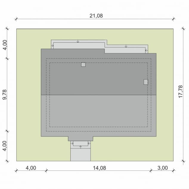Rzut projektu Domena 103 C2 - Plan i przekrój (wersja podstawowa)
