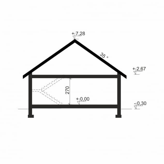 Rzut projektu Domena 103 C2 - Plan i przekrój (wersja podstawowa)