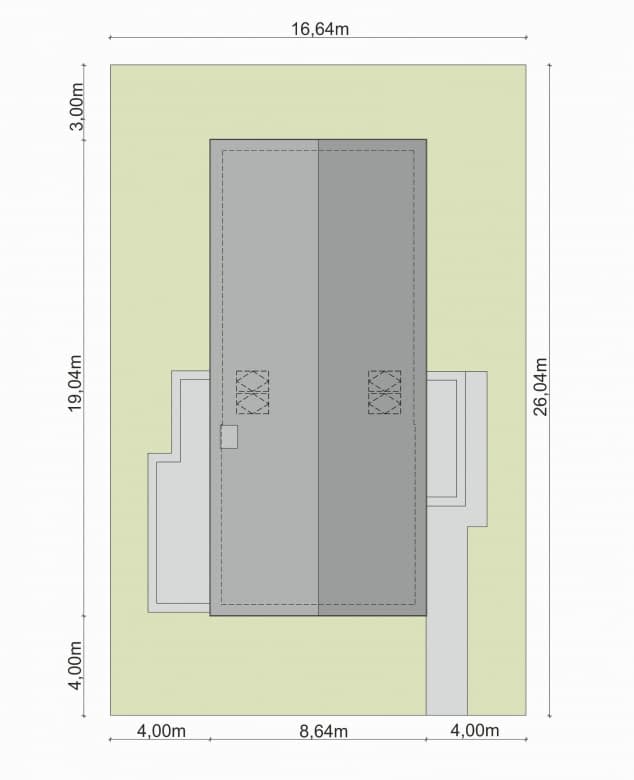 Rzut projektu Domena 123 - Plan i przekrój (wersja podstawowa)