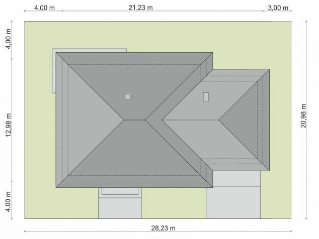 Rzut projektu Domena 124 B - Plan i przekrój (wersja podstawowa)