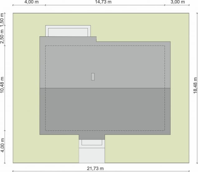 Rzut projektu Domena 128 C - Plan i przekrój (wersja podstawowa)