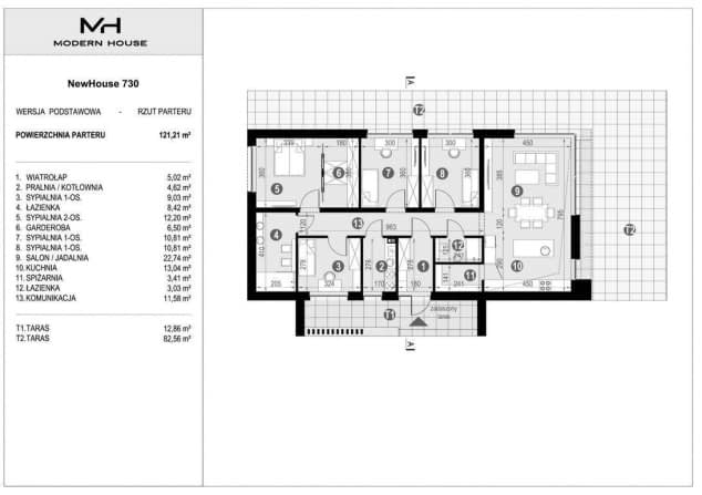 Rzut projektu NewHouse 730 - Rzut parteru