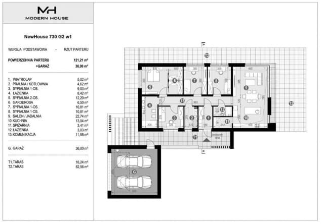 Rzut projektu NewHouse 730 G2 w1 - Rzut parteru