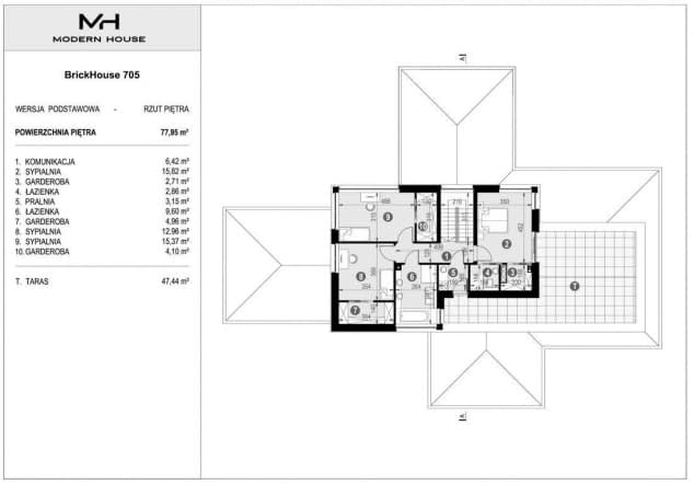 Rzut projektu BrickHouse 705 - Rzut piętra