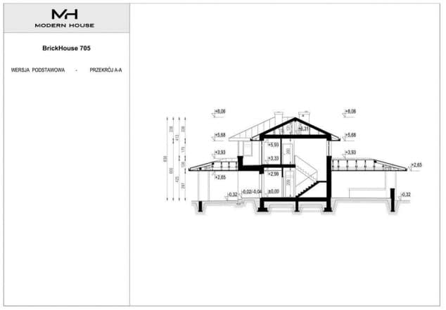 Rzut projektu BrickHouse 705 - Przekrój