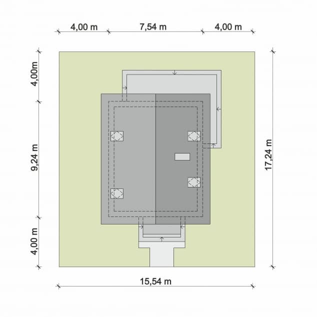 Rzut projektu Domena 207 C4 - Plan i przekrój (wersja podstawowa)