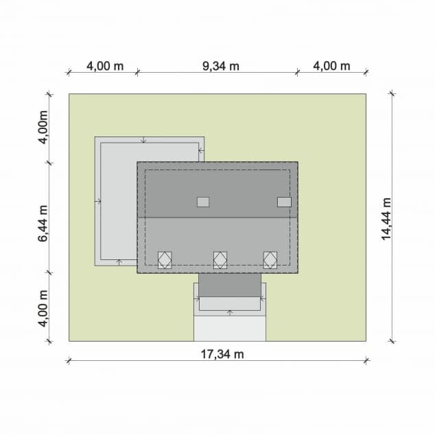 Rzut projektu Domena 208 C2 - Plan i przekrój (wersja podstawowa)