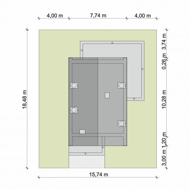 Rzut projektu Domena 209 C2 - Plan i przekrój (wersja podstawowa)