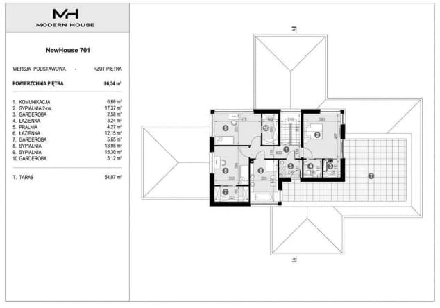 Rzut projektu NewHouse 701 - Rzut piętra
