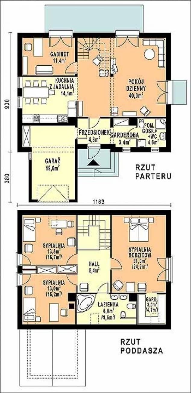 Rzut projektu WB-3959 - Parter