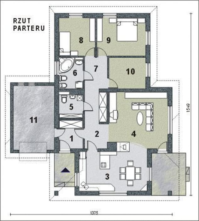 Rzut projektu WB-3497 - Parter