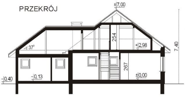 Rzut projektu WB-0007 - Przekrój