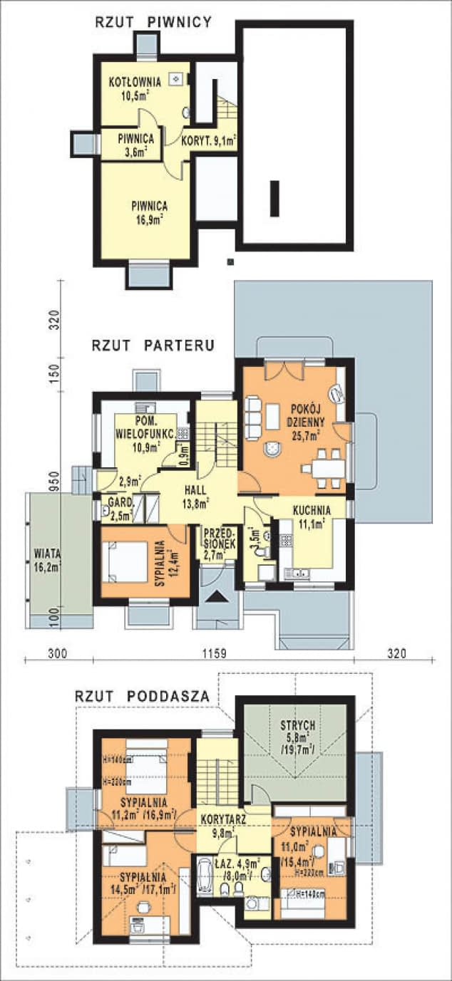 Rzut projektu WB-3327 - Parter