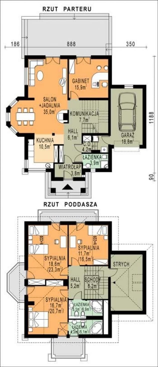 Rzut projektu WB-0044 - Parter