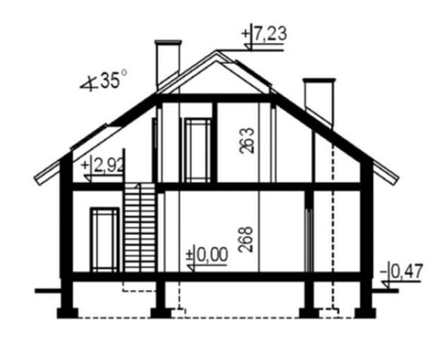 Rzut projektu WB-0051 - Przekrój