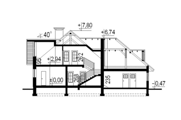 Rzut projektu WB-0052 - Przekrój