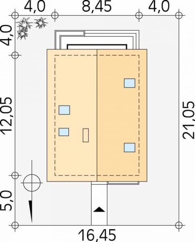 Rzut projektu Bluszcz 2 (CE) - Usytuowanie na działce